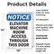 Signmission Elevator Machine Room Access OSHA Notice Sign, Plastic, 10in W x 14in L, 2PK OS-2PACK-NS-P-1014-V-15574 - alternate 2